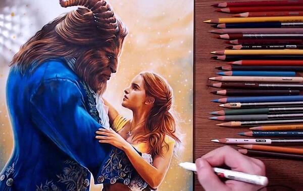 عکس نقاشی طبیعت با مداد رنگی حرفه ای