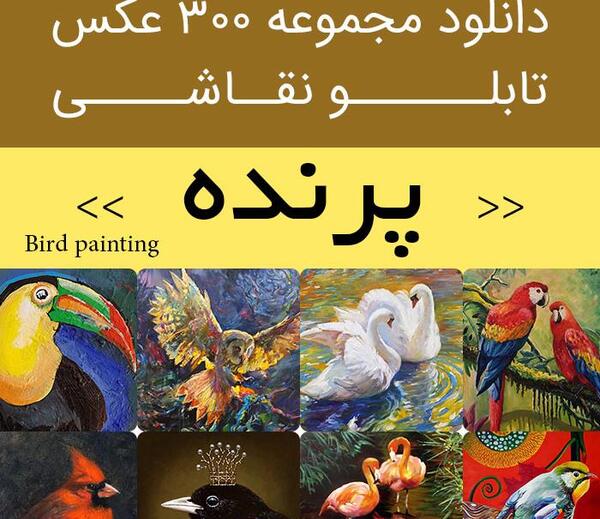 عکس نقاشی طوطی کودکانه در حال پرواز