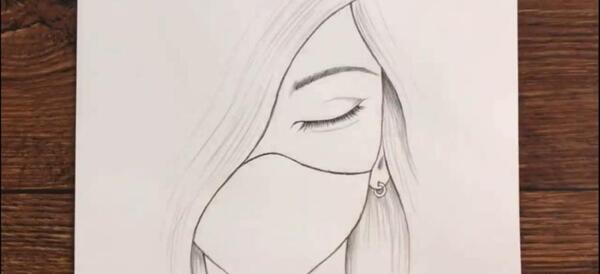عکس نقاشی غمگین ساده با مداد