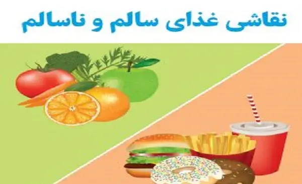 عکس نقاشی غذای سالم و ناسالم زیبا