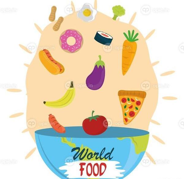 عکس نقاشی غذای سالم و ناسالم فانتزی