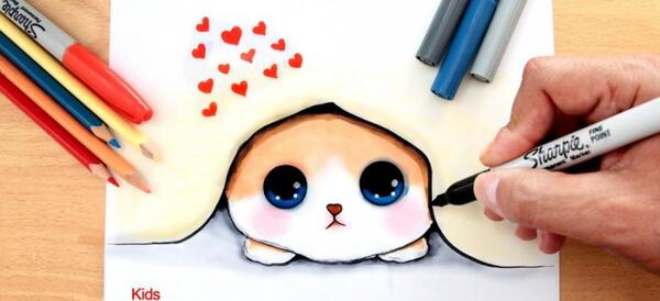 عکس نقاشی فانتزی دخترانه آسان با مداد رنگی