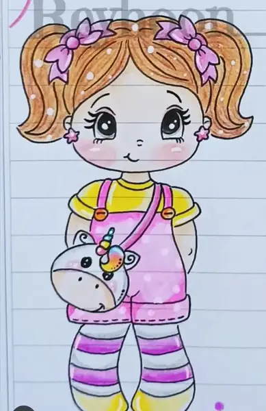 عکس نقاشی فانتزی عروسکی دختر