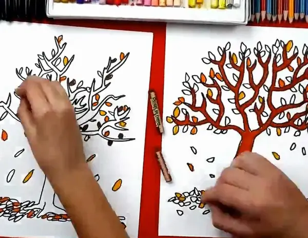 عکس نقاشی فصل پاییز آسان