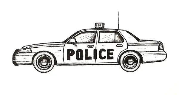 عکس نقاشی کودکانه پسرانه ماشین پلیس