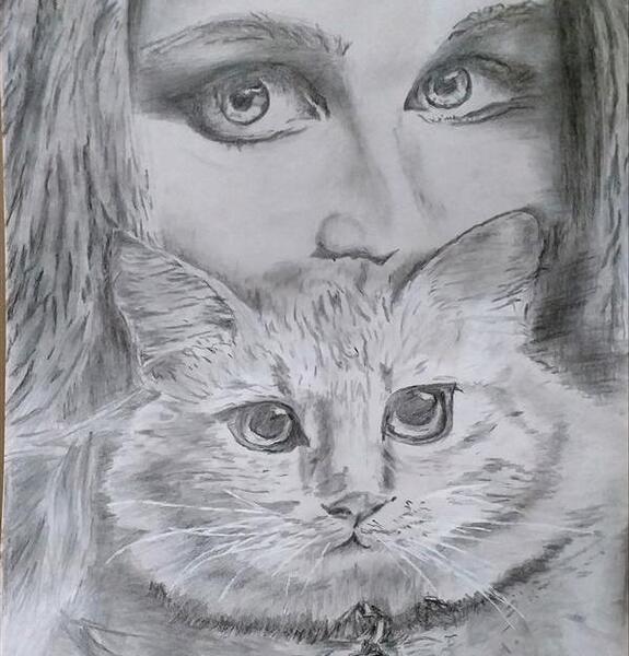عکس نقاشی گربه دخترانه