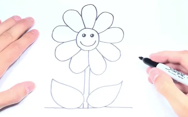 عکس نقاشی گل ساده و آسان