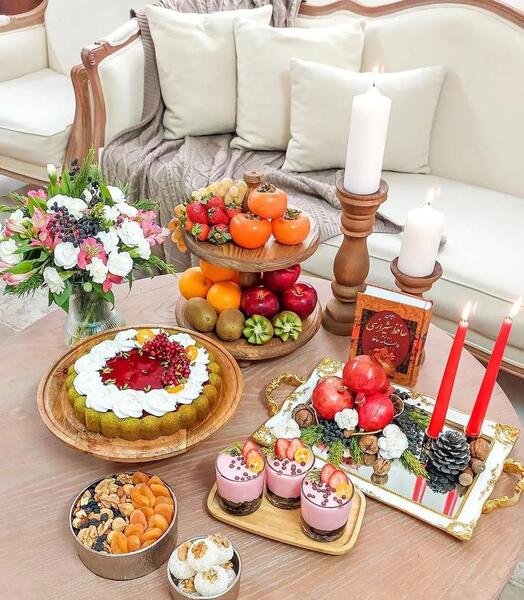 عکس ایده تزیین میز یلدا عروس