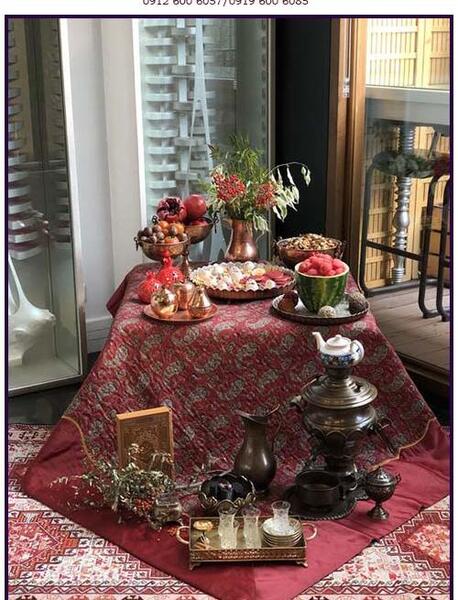 عکس ایده چیدمان یلدا روی زمین