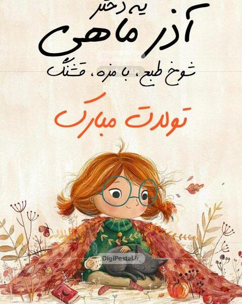 عکس نوشته دختر آذر ماهی من تولدت مبارک