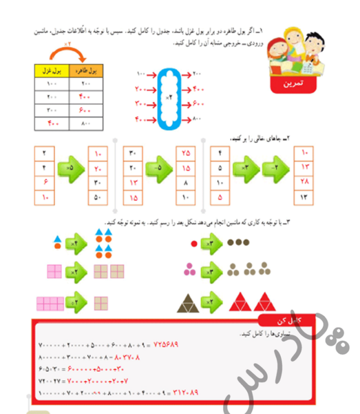 عکس صفحه ریاضی چهارم صفحه ۶۷