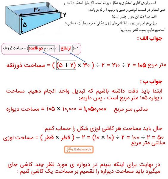 عکس صفحه ریاضی پنجم ۱۰۰
