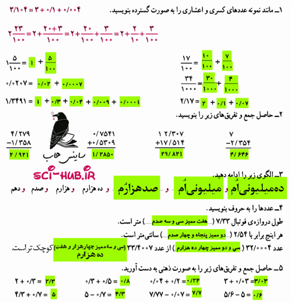 عکس صفحه ریاضی ششم صفحه ۵۵