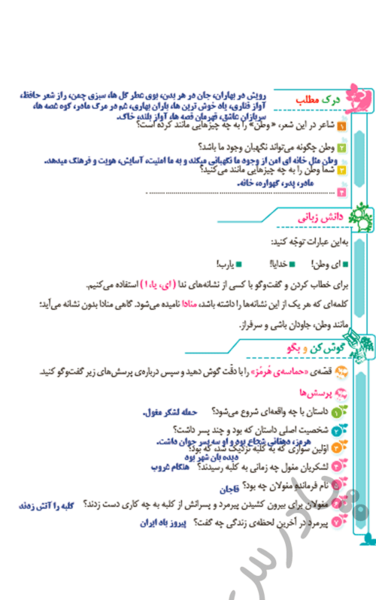 عکس صفحه اول فارسی ششم