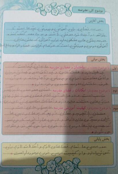 عکس صفحه نگارش سوم