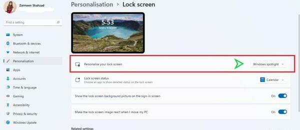 تغییر عکس صفحه قفل ویندوز 11
