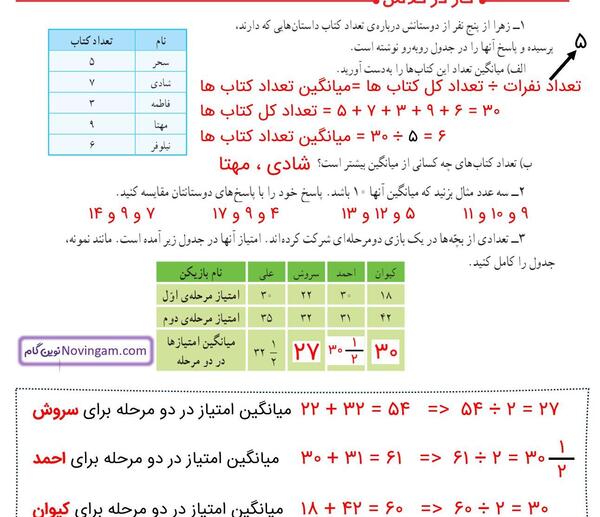 عکس صفحه ی ۱۳ ریاضی پنجم با جواب جدید