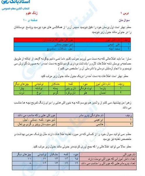 عکس صفحه علوم سوم