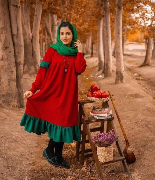 عکس لباس یلدایی ساده دخترانه
