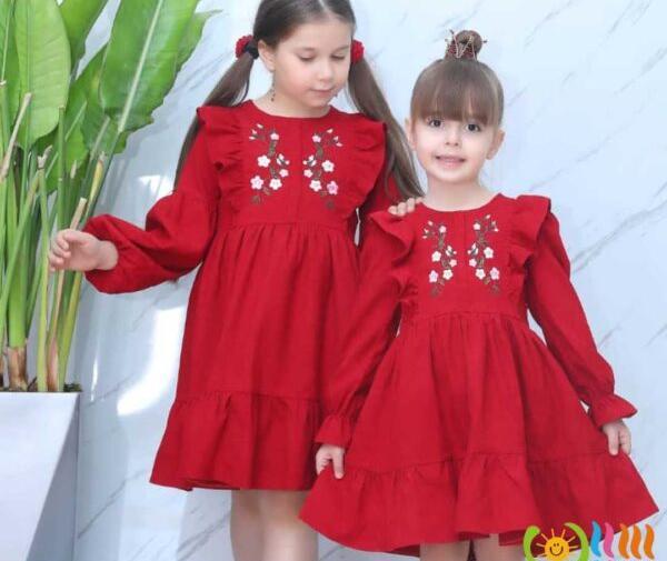 عکس لباس قرمز یلدایی دخترانه