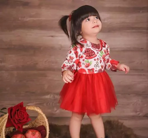 عکس لباس هندوانه ای دخترانه شب یلدا