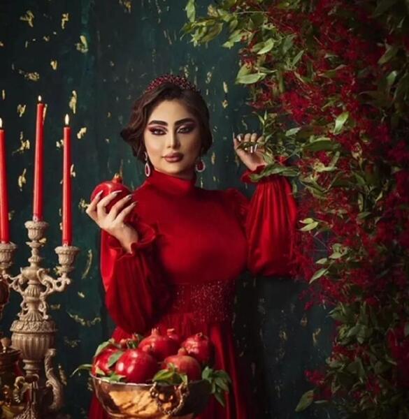 عکس تزیین لباس شب یلدا عروس