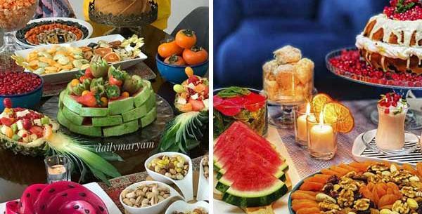 عکس ایده تزیین میز یلدا در مدرسه