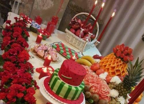 عکس ایده تزیین میز یلدایی عروس