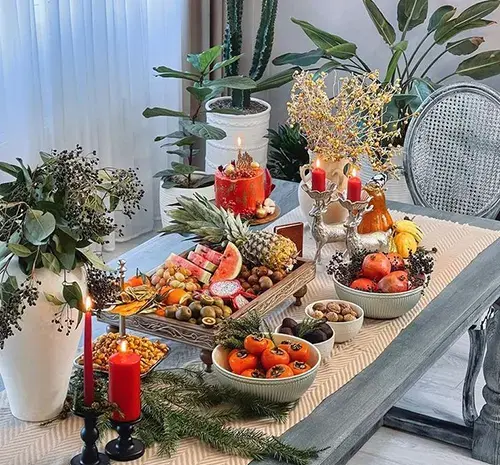 عکس ایده تزیین میز یلدایی عروس