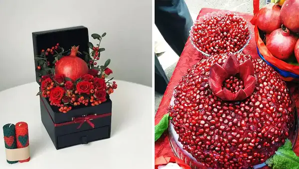 عکس ایده های تزیین انار برای شب یلدا