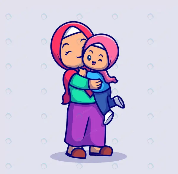 عکس پدر و مادر کارتونی با حجاب