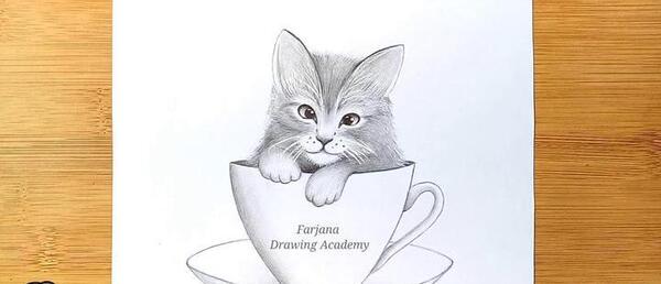 عکس نقاشی لیوان ساده با مداد سیاه