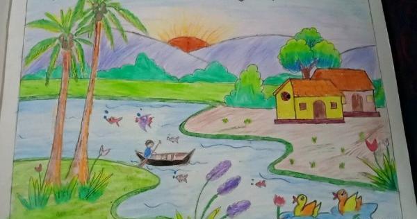عکس نقاشی منظره کودکانه