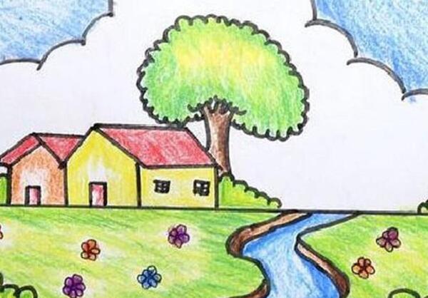 عکس نقاشی منظره کودکانه