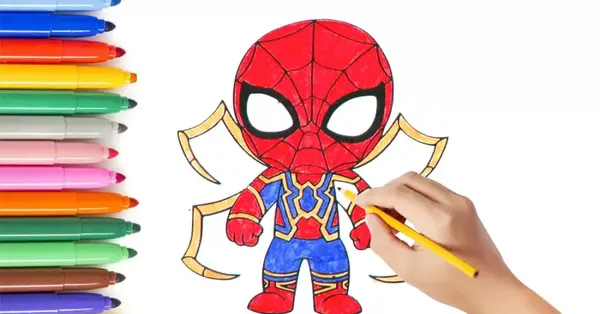 عکس نقاشی مرد عنکبوتی ساده