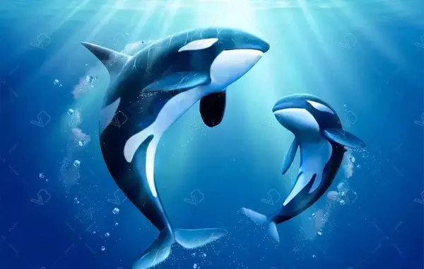 عکس نقاشی نهنگ در دریا