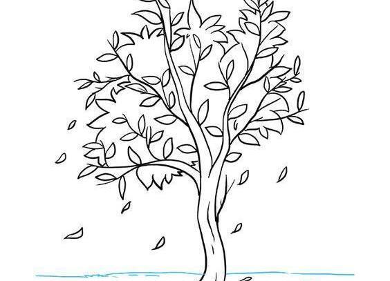 عکس نقاشی ساده از درخت پاییزی