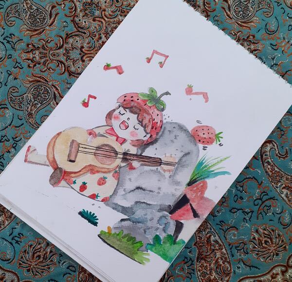 عکس نقاشی آبرنگ ساده فانتزی