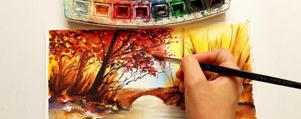 عکس نقاشی ساده با آبرنگ روی کاغذ