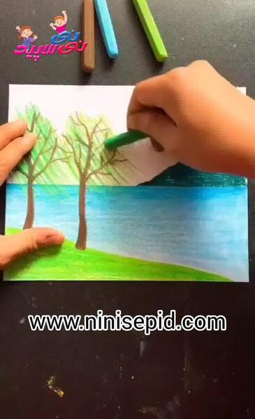 عکس نقاشی ساده با مداد شمعی