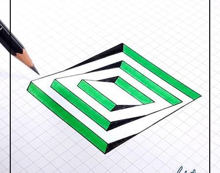 عکس نقاشی ساده با مداد سیاه سه بعدی