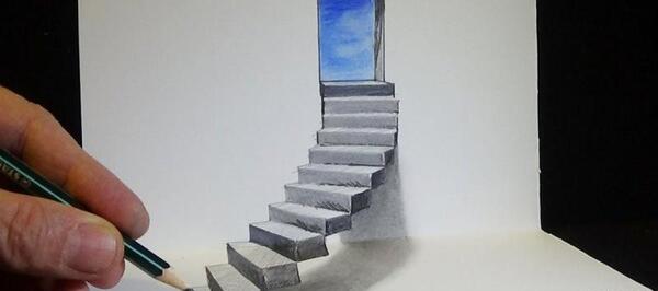 عکس نقاشی ساده با مداد سیاه سه بعدی