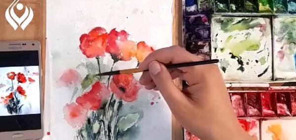 عکس نقاشی ساده با آبرنگ روی کاغذ برای کودکان