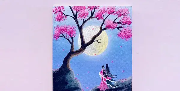 عکس نقاشی ساده با آبرنگ روی بوم