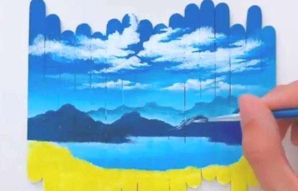 عکس نقاشی ساده با گواش روی چوب