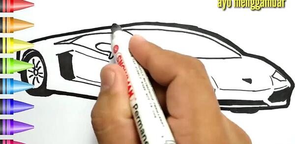 عکس نقاشی ساده پسرانه ماشین لامبورگینی
