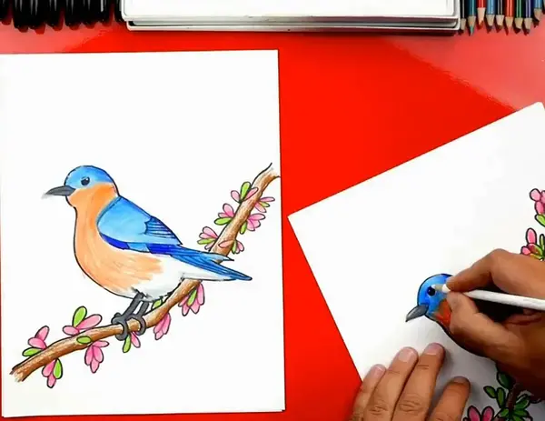 عکس نقاشی ساده پرنده کوچک