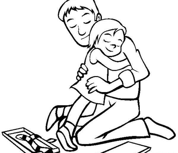 عکس نقاشی ساده پدر و دختر برای روز پدر