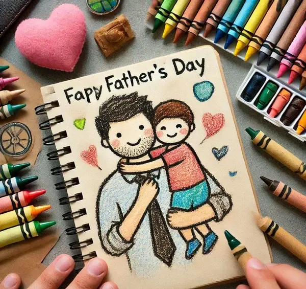 عکس روز پدر نقاشی ساده پدر و دختر
