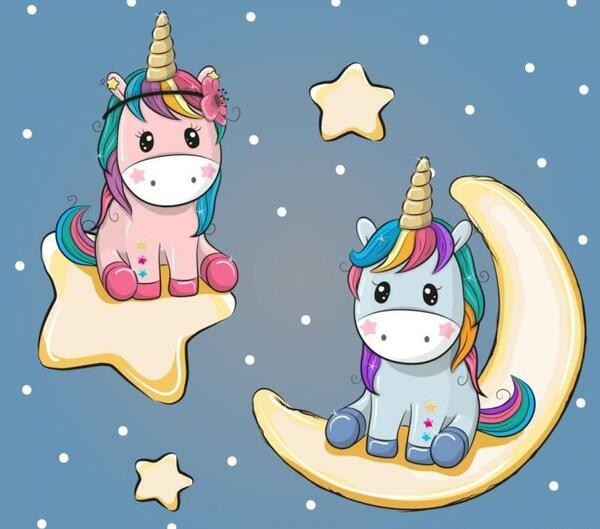 عکس نقاشی ساده تک شاخ دخترانه